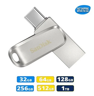 SanDisk Ultra Dual Drive Luxe USB Type-C & Type-A (SDDDC4) 256GB 512GB 1TB lot - Image 1 of 4