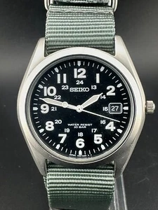 Seiko Men's Black Dial Military Date Stainless Steel 37.5 mm Quartz 7N42-8260 - Picture 1 of 11