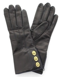 Coach Women's Leather Gloves, Triple Turnlock, Cashmere Lined 82825, MSRP $168