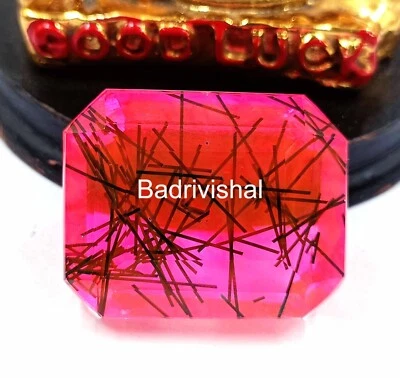 114 Ct Emerald Cut Bi-Color Rutilated Quartz Certified Loose Gemstone 4JUI - Image 1 of 4