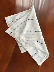 BAE BAE GOODS Cotton Muslin Baby Blanket Swaddling White Black Yellow 42” Square - Picture 1 of 6