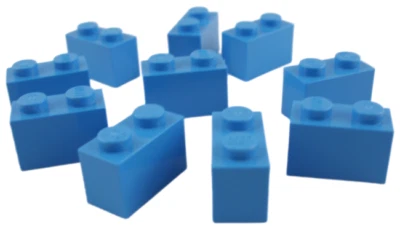 Lego 10 Stück Stein 1x2 in dunkel azur blau (dark azure) Steine (3004)  Neu - Bild 1 von 3