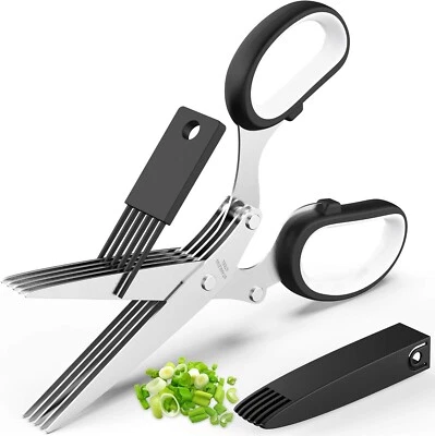 Herb Scissors Multi-Blade Stainless Steel Shears Set w/  5 Blades and Cover - Image 1 of 3