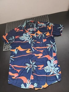 Rip Curl Mens Short Sleeve Button Down Hawaiian Shirt Size M Dark Blue Floral - Picture 1 of 6