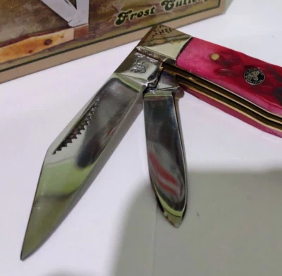 BOTELLA DE COCA COLA BLANCA EE. UU. HUESO ROJO CAZA CUCHILLO BUCK CIERVO ESCUDO PERSONALIZADO Foto 1 de 4