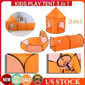 3in1 Pop Up Play Tent with Tunnel Ball Pit for Kids Indoor Outdoor Playhouse - Picture 1 of 12