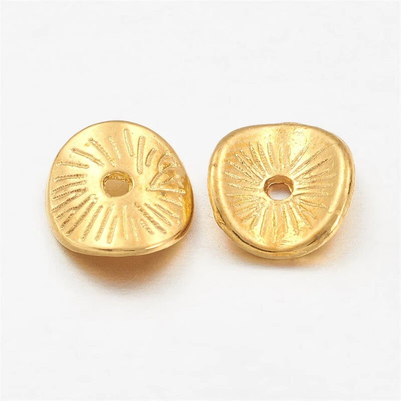 100 Tibetan Alloy Dome Flat Disc Metal Beads Carved Wavy Tiny Loose Spacers 9mm - Image 1 of 1
