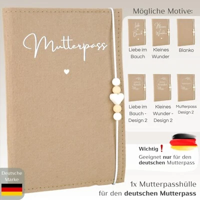 MAHEWA® HOME Funda de fieltro para pasaporte materno alemán - Beige