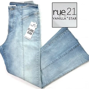 14 NWT RUE21 Vanilla Star Women’s High Rise Flare Light Denim Jeans Pants *32x31 - Picture 1 of 9
