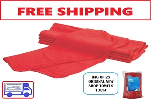 Shop Towels, Red, 25 Pack, 13" x 14", 100% Cotton Washable NEW, Hopkins - Picture 1 of 2