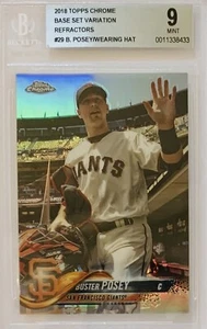 2018 Topps Chrome Buster Posey Wearing Hat #29 Image Variation Refractors BGS 9 - Imagen 1 de 2