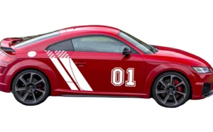 Graphic Racing Stripe Car Sticker For AUDI TT TTS RS COUPE Side Door Vinyl Decal - Picture 1 of 7
