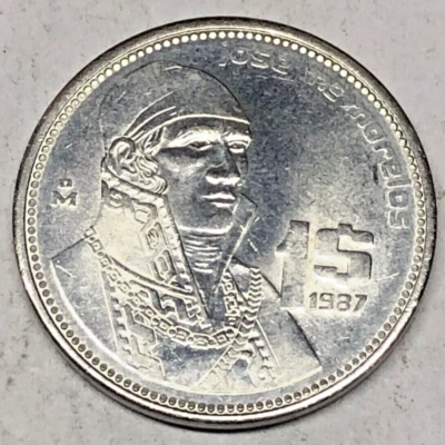 MOEDA PESO ANTIGO MEXICANO KM496 1987 - Imagem 1 de 2