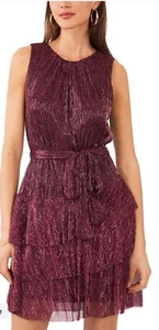 1.STATE India🇮🇳Made Tiered Crinkle Lined Metallic Mini Dress Size Medium, NWT - Bild 1 von 4