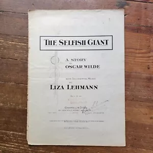 The Selfish Giant By Oscar Wilde Sheet Music Autographed By Liza Lehmann Rare - Picture 1 of 6