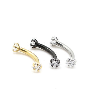 1pcs Eyebrow Piercing Ring Curved Barbell Crystal Barbell Small Body Decor Bar