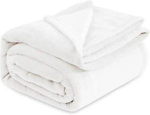Bedsure Sherpa Fleece Soft Fuzzy Bed Blankets Queen Size White 90x90 - Picture 1 of 1