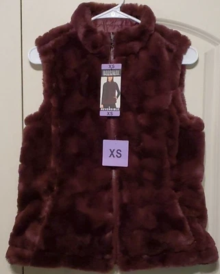 Nicole Miller Original Women's Reversible Quilted Puffer Faux Fur Vest XS - NWT - Image 1 of 4