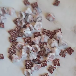 Lot of Red Butterfly & Pink Floral Beads Resin - Picture 1 of 8