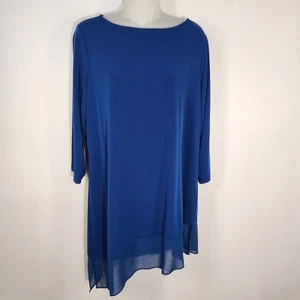 Susan Graver Every Day Liquid Knit Tunic Top Medium Blue Chiffon A345180 - Picture 1 of 10