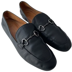 AiciBerllucci Black Soft Leather Silver Bit Loafers Women's Size 10 M - Picture 1 of 12