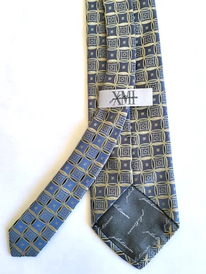 Corbata XMI Platinum para hombre 100 % seda azul patrón geométrico 60,5” EE. UU. Foto 1 de 4