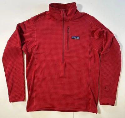 $149 Patagonia R1 Pullover Fleece Men’s M Red Polartec Regulator Grid Half Zip - Image 1 of 4