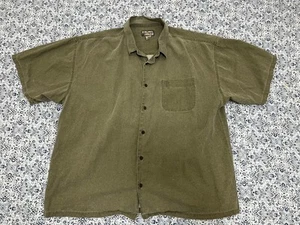 Big Dogs Resort Wear Silk Embroidered Shirt Short Sleeve 3XL Sage Green - Picture 1 of 6