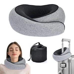 Travel Pillow, 100% Pure Memory Cotton Aircraft Neck Pillow 360° Support Head... - Picture 1 of 7