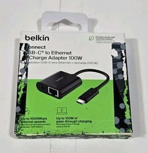 Belkin Connect USB-C to Ethernet + Charge Adapter 100W. NEW (READ) - Photo 1 sur 1