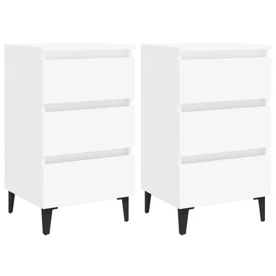 2x Wooden Bedside Tables Drawers Storage Side Cabinets Bedroom Nightstand White - image 1 of 4