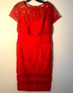 Tadashi Shoji Dress Women 6P Red Lace Sleeveless Sheath Party Cocktail - Picture 1 of 9