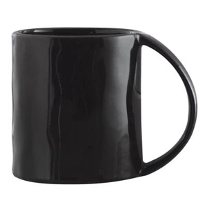 Artisan Wide Handle Organic Ceramic Mug Coffee Cup 18 Oz Glossy Black Pack of 4 - Picture 1 of 2