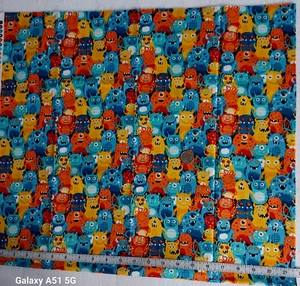 OUTER SPACE ALIENS BLUE by Makower UK for Andover Fabrics - Picture 1 of 2