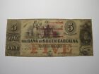 $5 1851 Charleston South Carolina Obsolete Currency Bank Note! Bank Of Sc