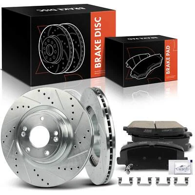 Drilled Brake Rotors & Ceramic Brake Pads for Hyundai Genesis Coupe 10-16 Front - Image 1 of 4
