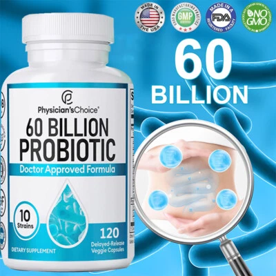 Physician's Choice 60 mil millones de probióticos digestivos salud intestinal apoyo inmunológico estado de ánimo - Imagen 1 de 4