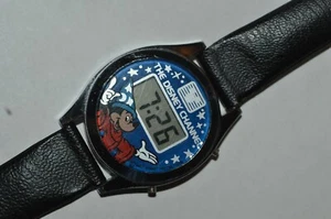 Disney Mickey Mouse Watch The Disney Channel LCD Quartz 33 mm 1980's Classic - Picture 1 of 12