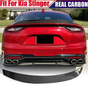 Fits 2018-2023 Kia Stinger REAL CARBON FIBER Rear Trunk Spoiler Boot Wing Lip - Picture 1 of 14
