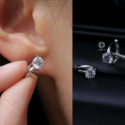 0.5ct Huggie Hoop Real Moissanite Earrings Gifts for Women D Color VVSI - Image 1 of 4