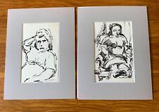 2 Original 12" x 9" FRANK CAMPANELLA (1918-2016) Ink on paper with matte frames