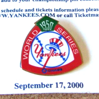 New York Yankees pin 1950 World Series Chase SGA w/ backing card WS NY c42604 - Image 1 of 4