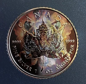 1 Oz Silber Maple Leaf 2023 BURNING TIGER EDITION , Limitiert auf nur 100 Stück - Bild 1 von 4