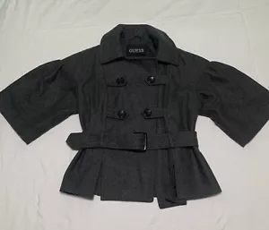 Guess Women Double Breasted Wool Blend Pea Coat Gray Short Medium . - Picture 1 of 11