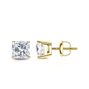 14K Gelbgold Kissen Diamant Simulant Ohrstecker (1/4-2ct, AAAA Qualität) - Bild 1 von 4