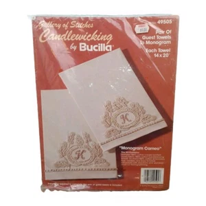 Bucilla Gallery of Stitches Stamped Embroidery Kit Pair of Guest Towels Monogram - Picture 1 of 4