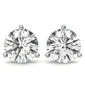 3.00 Carat Genuine Lab Grown Diamond Stud Earrings 14K Gold Martini Setting - Picture 1 of 4