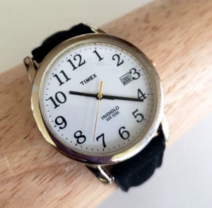 Timex NN Indiglo WR 30M Datum goldfarbene Quarz Herrenuhr neue Batterie - Bild 1 von 12