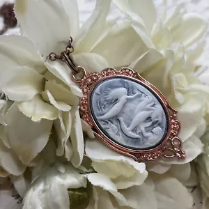ROSE Gold Mermaids Mermaid Beach Heart Wedding Jewelry Birthday necklace Cameo - Picture 1 of 12