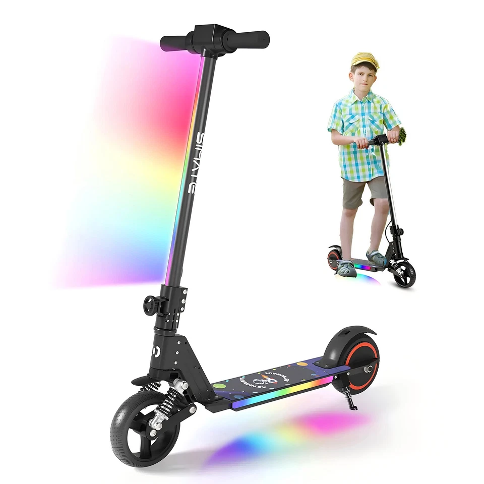 SIMATE Elektroroller Kinder Klappbar Elektroscooter LED-Anzeige Elektro Roller Schwarz